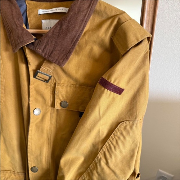 Men's Tan Jacket with Contrast Funnel Collar - Picture 3 of 8